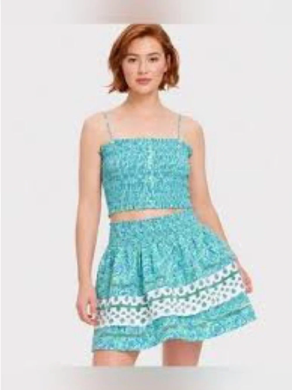 Roller Rabbit X Target Blue Floral Smocked Tank and Tiered Skirt Set NWT Size XL